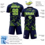 Maillot de sport Navy Lines Sublimation personnalisé Neon Curve Vert-Blanc Uniforme de football