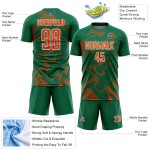 Maillot orange-blanc de sport, uniforme de football vert sublimé, Kelly Lines Curve personnalisé
