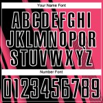 Maillot de football rose fluo à sublimation, uniforme sportif, lignes personnalisées, noir et blanc Maillot de football rose fluo à sublimation, uniforme sportif, lignes personnalisées, noir et blanc