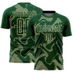 Maillot de football sublimé crème vert sport personnalisé lignes courbes uniforme