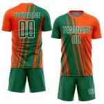 Maillot de sport Kelly personnalisé à sublimation, lignes de football, orange, vert et blanc