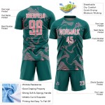 Maillot de sport personnalisé Curve Lines Sublimation Teal Pink-White Medium Soccer
