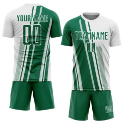 Maillot Kelly sublimé, lignes blanches et vertes, uniforme de football personnalisé