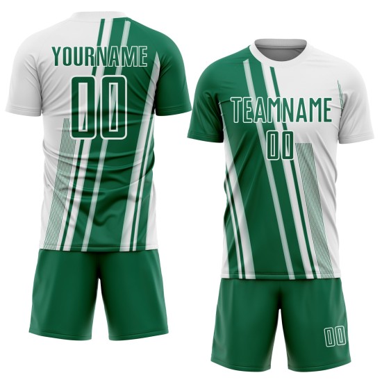 Maillot Kelly sublimé, lignes blanches et vertes, uniforme de football personnalisé