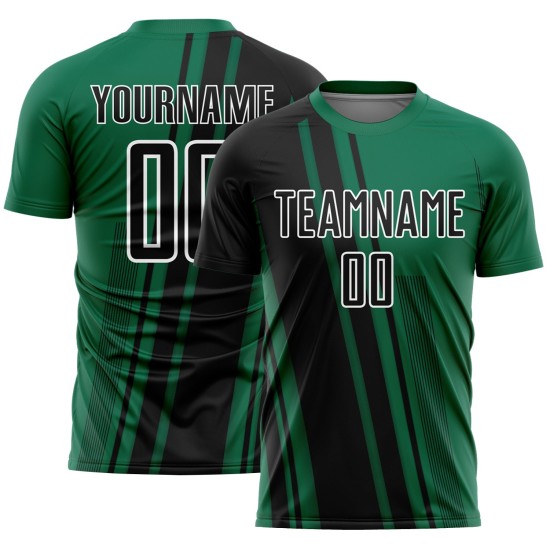 Maillot de football personnalisé par sublimation Uniform Lines Kelly noir-blanc vert Sports