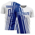 Maillot de sport de football à sublimation, lignes blanches uniformes, personnalisé, royal