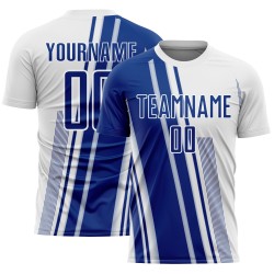 Maillot de sport de football à sublimation, lignes blanches uniformes, personnalisé, royal