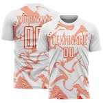 Maillot de football blanc à sublimation orange Custom Lines Curve Maillot de football blanc à sublimation orange Custom Lines Curve