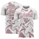 Maillot de football blanc à lignes uniformes et courbes, bordeaux, sublimation personnalisée