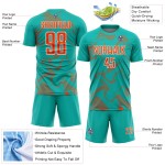 Maillot de sport Aqua Uniform Sublimation Lignes orange-blanches Courbe personnalisée Soccer